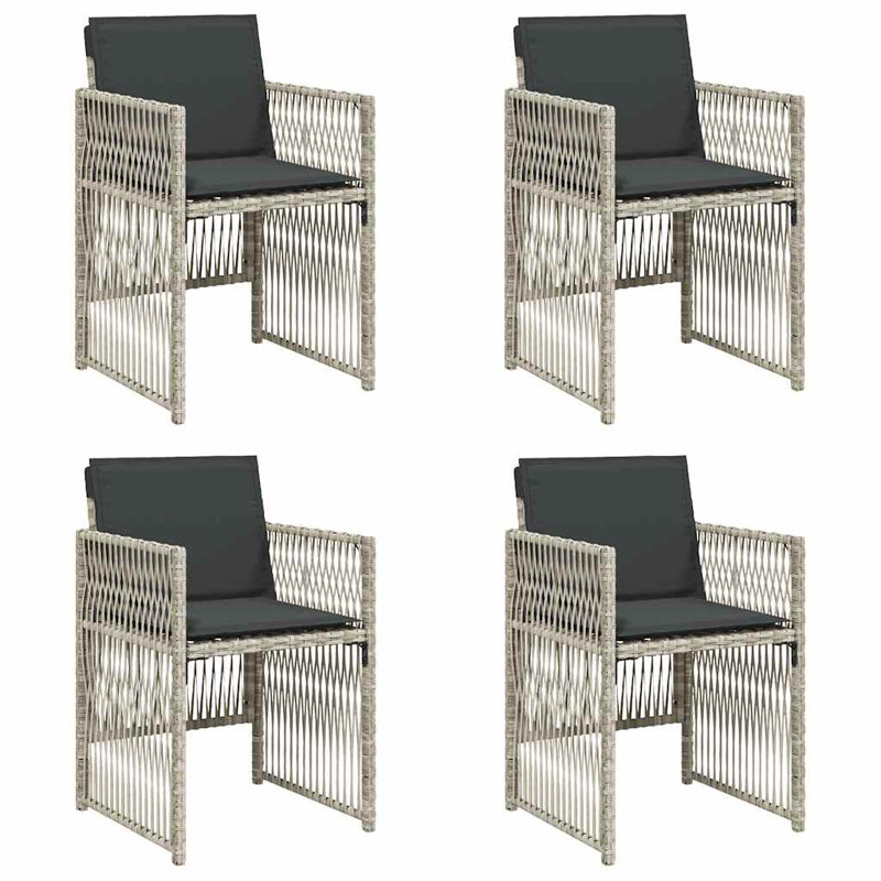 Outdoor Patio Dining Armchair with Cushion, Black, Grey