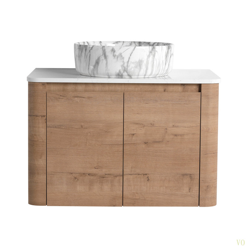 Meuble-lavabo mural 30 po avec lavabo d'art en céramique et 2 portes à fermeture en douceur, emballage KD, contreplaqué, 30"