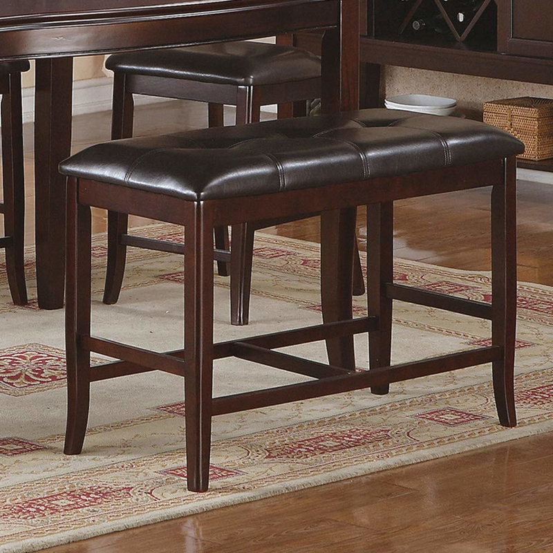 Banc 1 pièce simple de style contemporain à hauteur de comptoir avec finition brune et coussin de siège de salle à manger