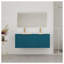Meuble-lavabo mural 48 po avec lavabos doubles en résine et rangement ouvert, bleu lac