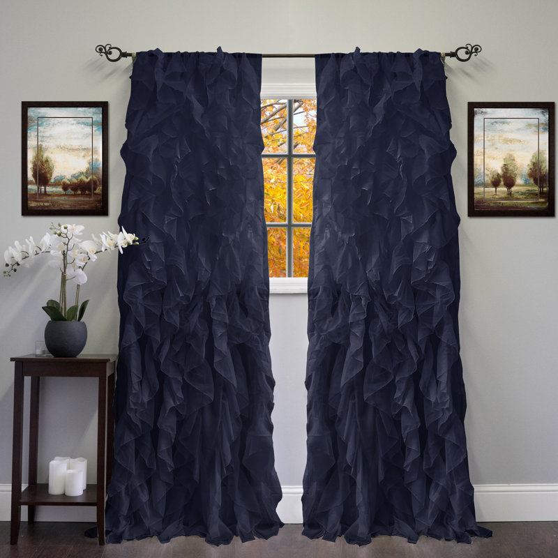 Fulda Semi Sheer Curtain Single Panel, 50" W x 84" L, Navy