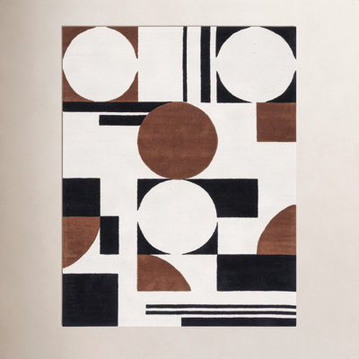 Antoni Ivory Black Brown Hand-Tufted Wool Rug