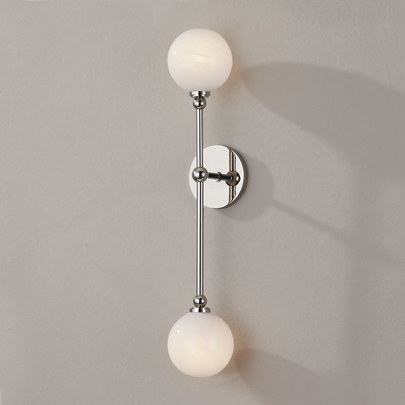 ANDREWS 2 LIGHT WALL SCONCE, Polished Nickel