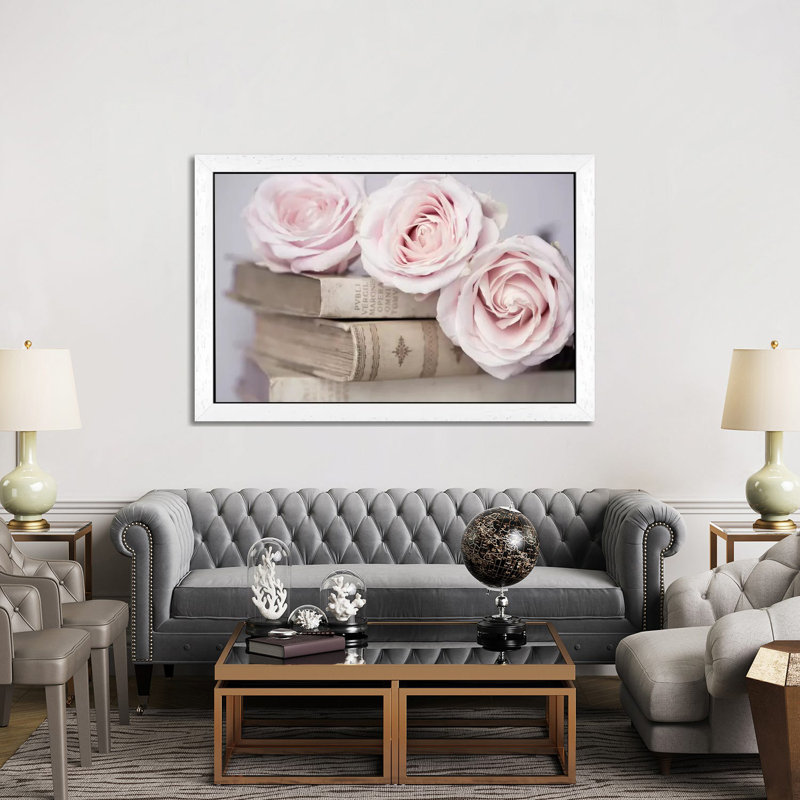 Vintage Roses by Symposium Design - Print on Canvas, 152.5 cm H x 101.5 cm W, White Floater Framed