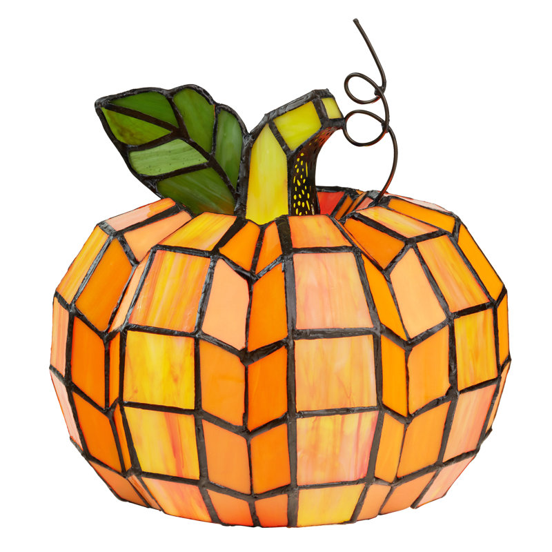 Crew Park Patch the Pumpkin 9"H Stained Glass Accent Light, Orange
