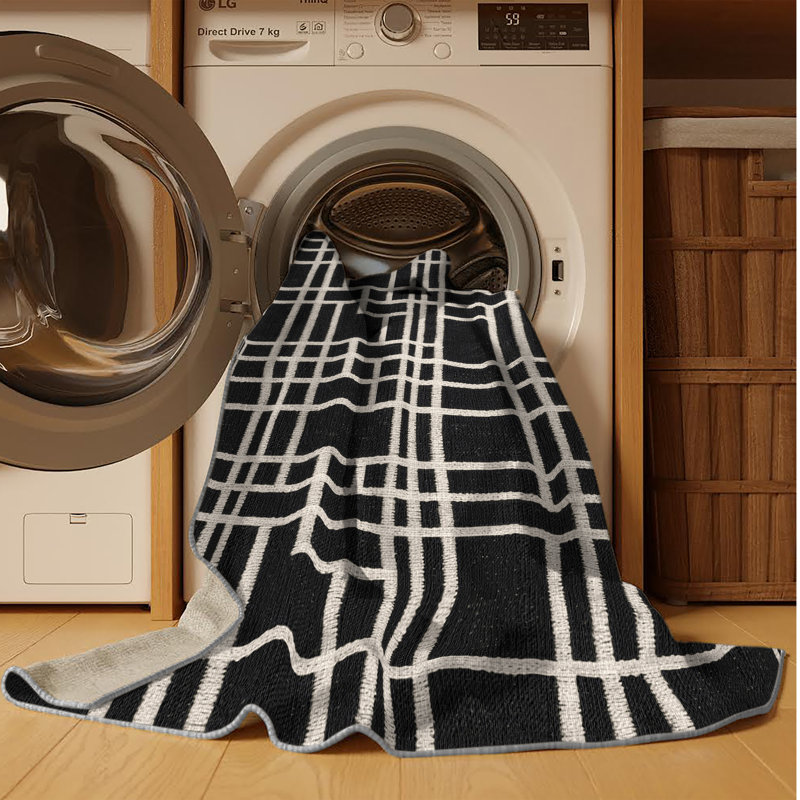Machine Washable Trellis Gray Area Rug