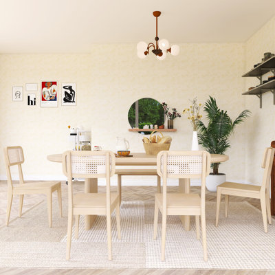 Ensemble de table de salle à manger 6 pièces avec banc, ensemble de chaises de table ovales pour 6 personnes