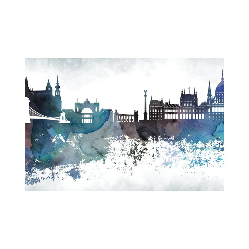 Budapest Bluish Skyline by WallDecorAddict - Wrapped Canvas Print, 20.32cm H x 30.48cm W x 1.91cm D