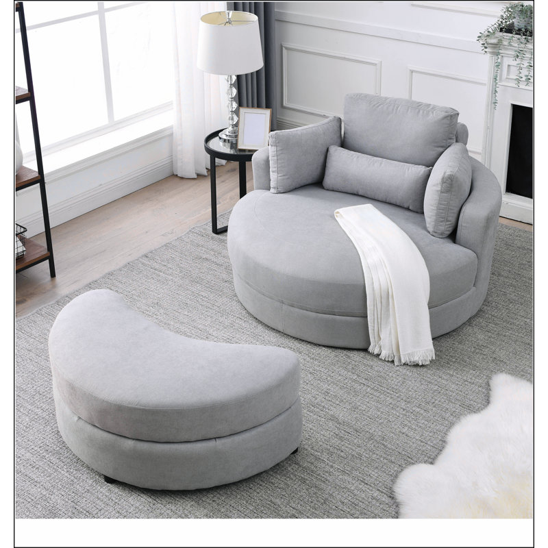 Grand fauteuil rond club pivotant gris, Gris clair