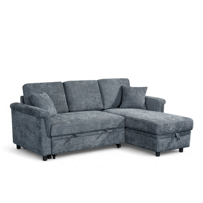 Advika 4 Seater Sofa Bed, Blue, Right Hand Facing