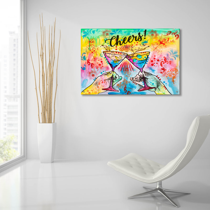 «Cheers - Martini Splash» par Dean Russo, art mural en verre acrylique, H 24 po x l 36 po x P 0,2 po