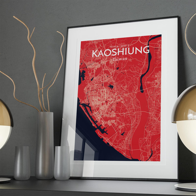 Kaoshiung City Map In Nautical - No Frame Print, 36cm H x 24cm W x 0.05cm D