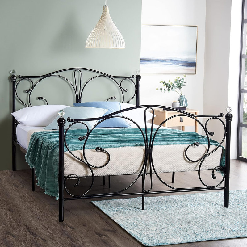 Philly Metal Bed with Mattress, Small Double (4'), Black