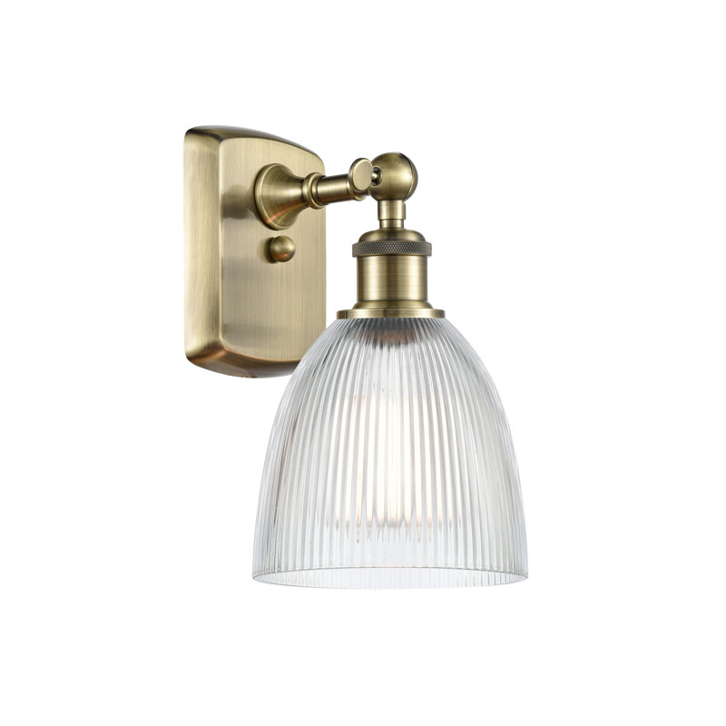 Wethington 1 - Light Dimmable Armed Sconce, LED, Clear, Antique Brass