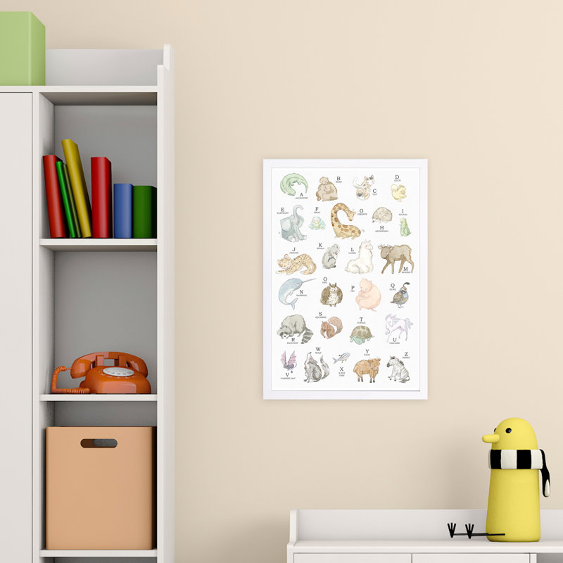 « baby alphabet », impression encadrée, Cadre blanc, H 13 po x l 19 po x P 0,75 po