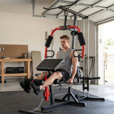 4-In-1 Complete Home Gym Station - 90+ Exercises With Dual-Action Press Arms, Ultra-Smooth Pulley System & 3-Level Adjustable Design For Full Body Training