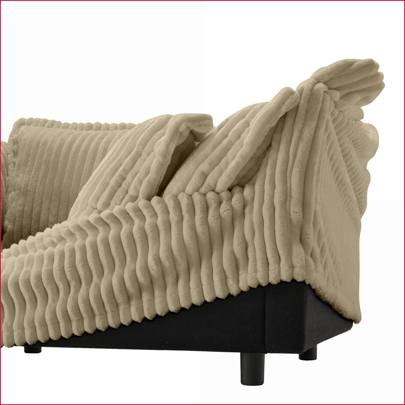 Canapé modulaire, canapé à assise profonde en U moderne à 4 places avec bordures françaises | Velours côtelé