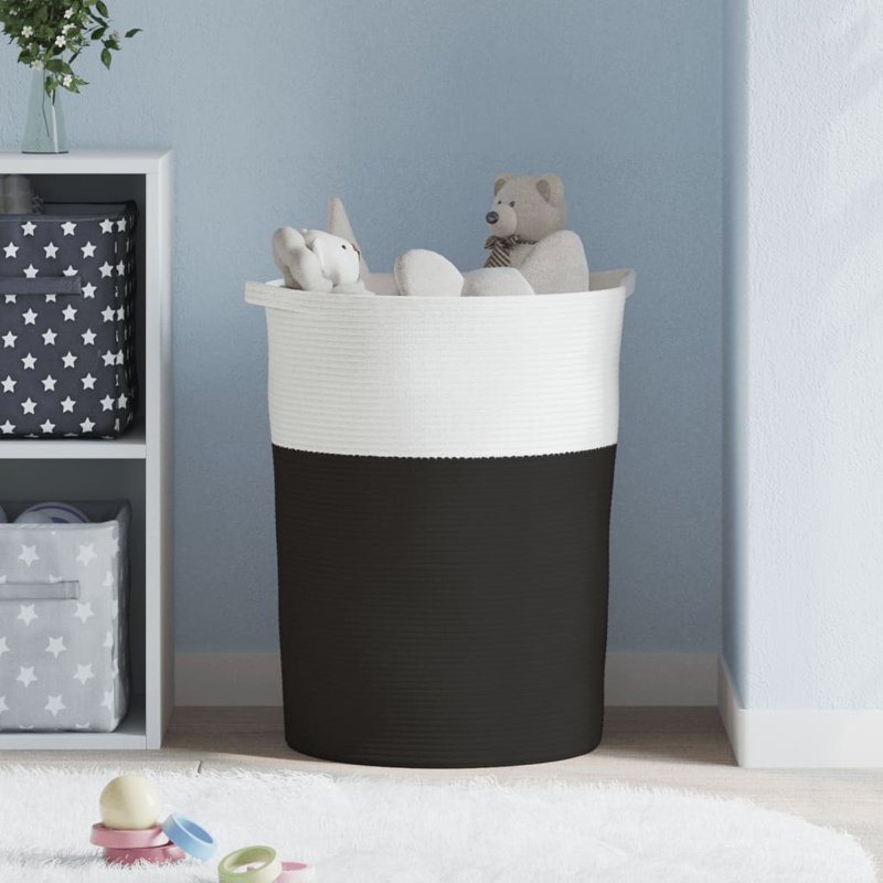 House of Hampton Fabric Decorative Basket, Black/White