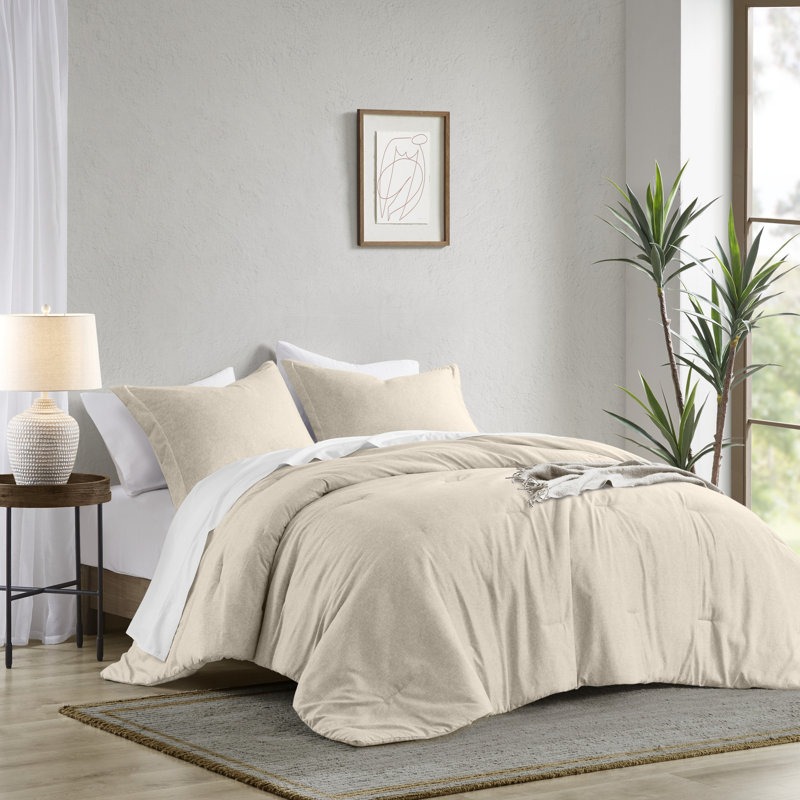Camden Chambray Cozy Comforter Set, Full/Queen Comforter + 2 Standard Shams, Neutral