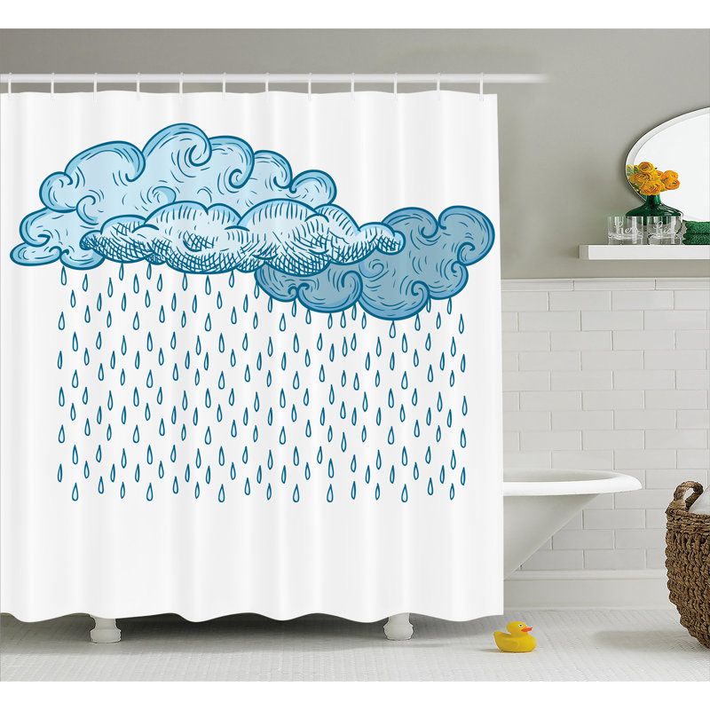 Rideau de douche simple rain décoration, H 69 po x l 70 po