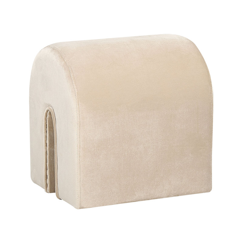 Alishma 35cm Wide Velvet Novelty Solid Colour Pouffe Ottoman, Beige