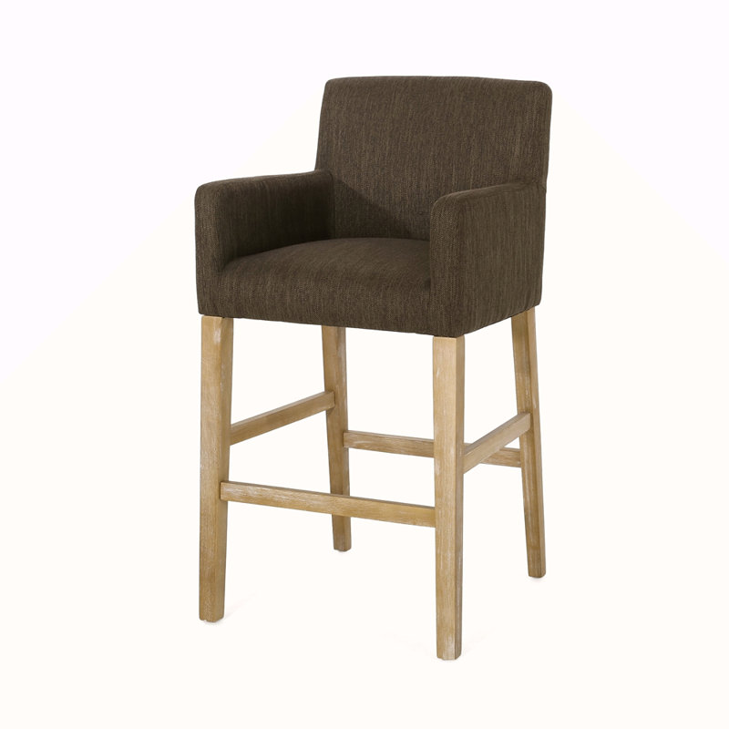 Tabouret de comptoir rembourré de 26 pouces, 1, Brun, Naturel