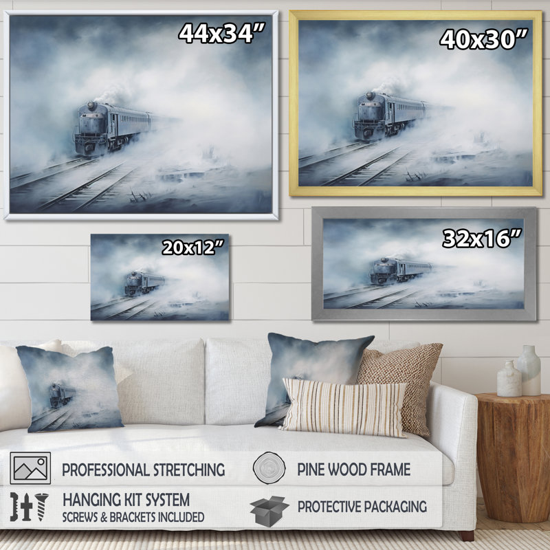 Train Atmospheric Whispers II sur impression sur toile, H 30 po x l 40 po x P 1,5 po, Cadre photo noir