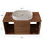Modern 40 " Wall-Mounted Bathroom Vanity with Oval Ceramic Sink Floating Vanity Multi-Layer Solid Wood Cabinet-752686079