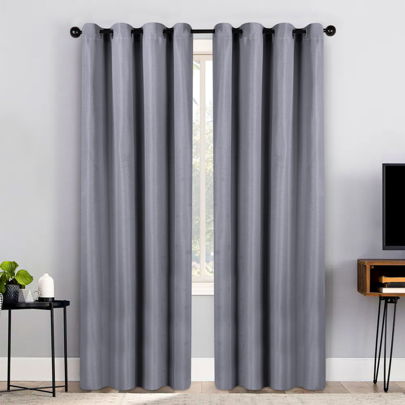Polyester Thermal Insulated Room Darkening Curtain Panels, 52" W x 84" L, Silver