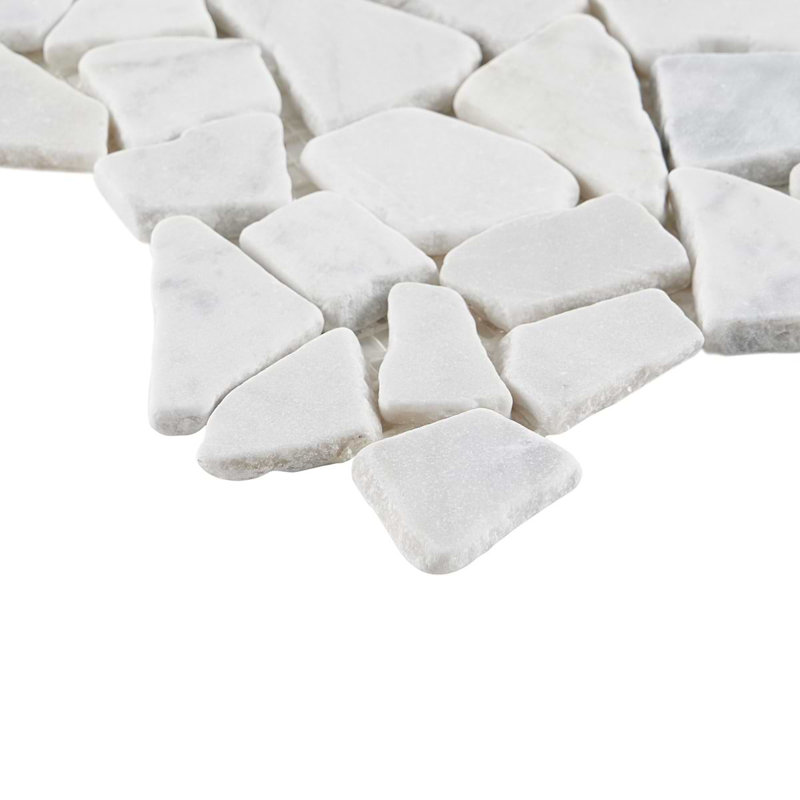 Nature 12x12 Tumbled Pebble Tumbled Mosaic Tile, Carrara