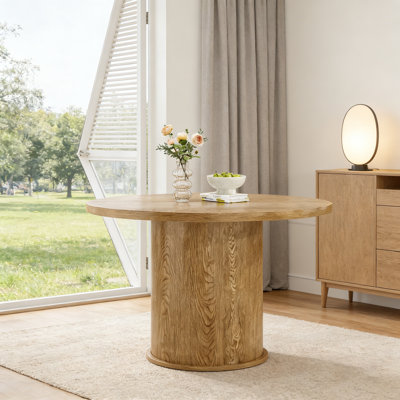 Table de salle à manger ronde pour 4 personnes, table de cuisine compacte avec plateau en bois et base en métal durable, facile à assembler, parfaite pour les petits espaces