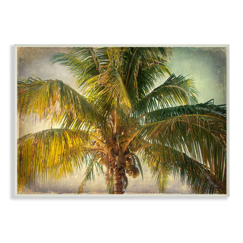 Palmier délavé d'été tropical par Ashley Calhoun - reproduction de photo, H 15 po x l 10 po x P 0,5 po, Plaque murale