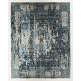 Handmade Cotton and Silk Abstract Area Rug