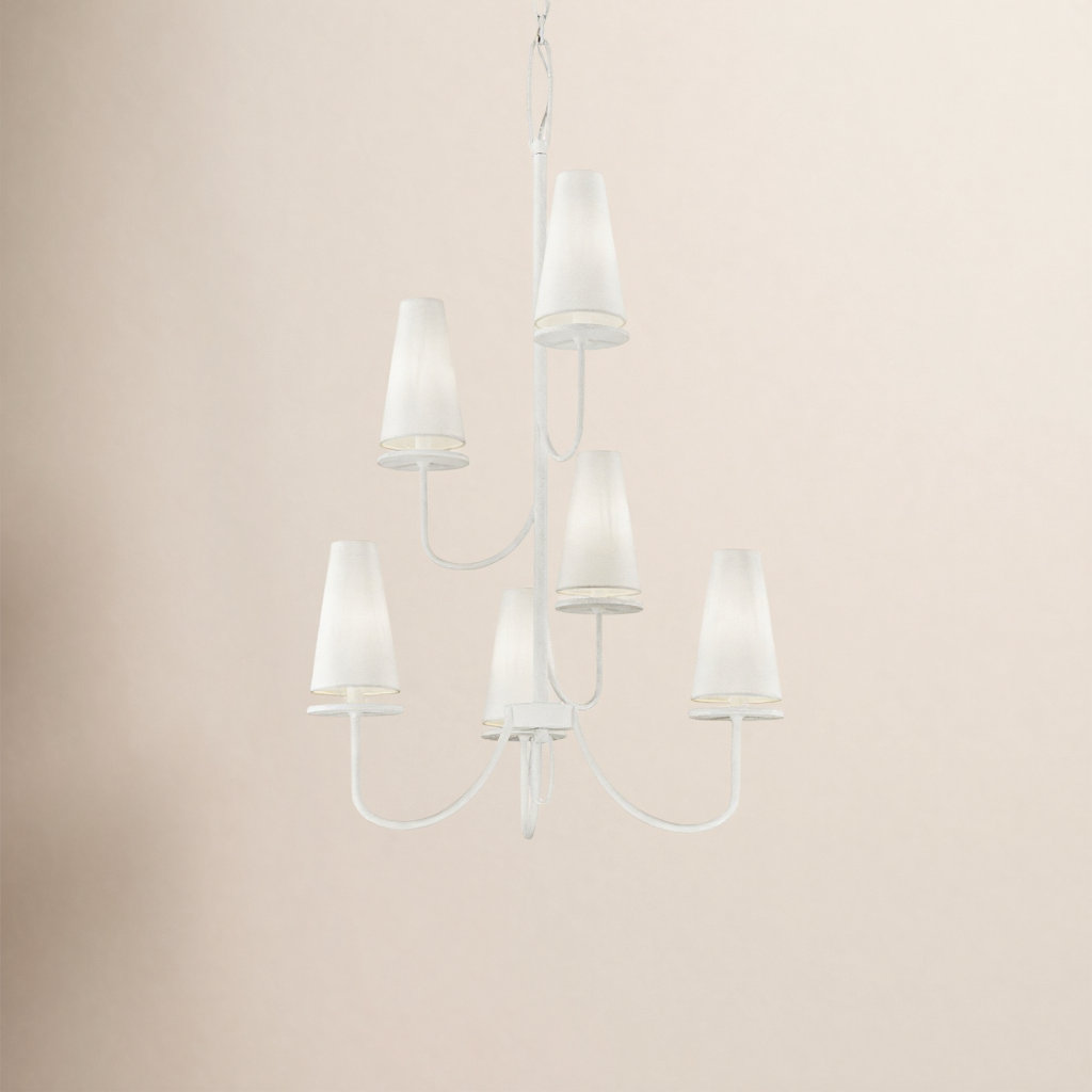 Walling 6 - Light Dimmable Tiered Chandelier, Gesso White