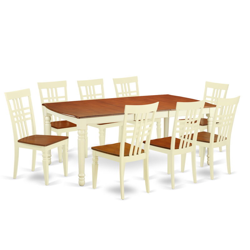 9Pc Dining Set Rectangular Table and 8 Dining Chairs - Black & Cherry Color, Cherry/Black, 9 Pieces: Table, 8 Chairs