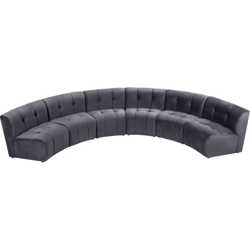 Jedson Velvet Sectional Symmetrical, Grey Velvet