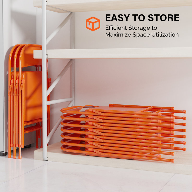 Ensemble de chaises pliantes empilables en métal Miramar, Orange