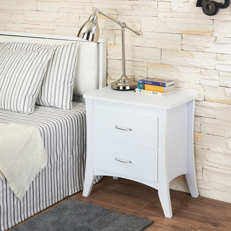 Table de chevet blanche avec deux tiroirs et une touche moderne pour un rangement amélioré