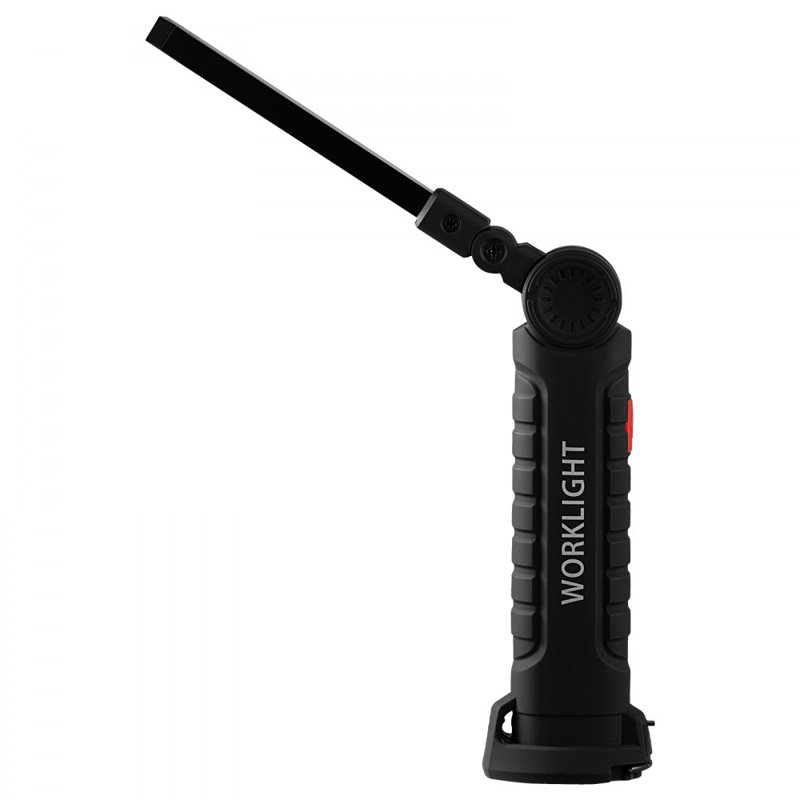 Lampe de travail à DEL rechargeable, 1200 mAh, lampe de poche magnétique avec base magnétique, rotation à 360 °, 5 modes d'éclairage, lampe de barbecue pliable pour mécanicien, réparation de voiture, maison, urgence