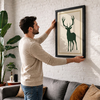 Silhouette Deer Minimalist - Framed Print