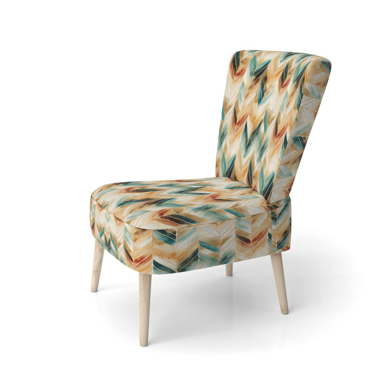 Chaise d'appoint large 27,5 po Roussel, Mélange de polyester doré / bleu sarcelle / roug