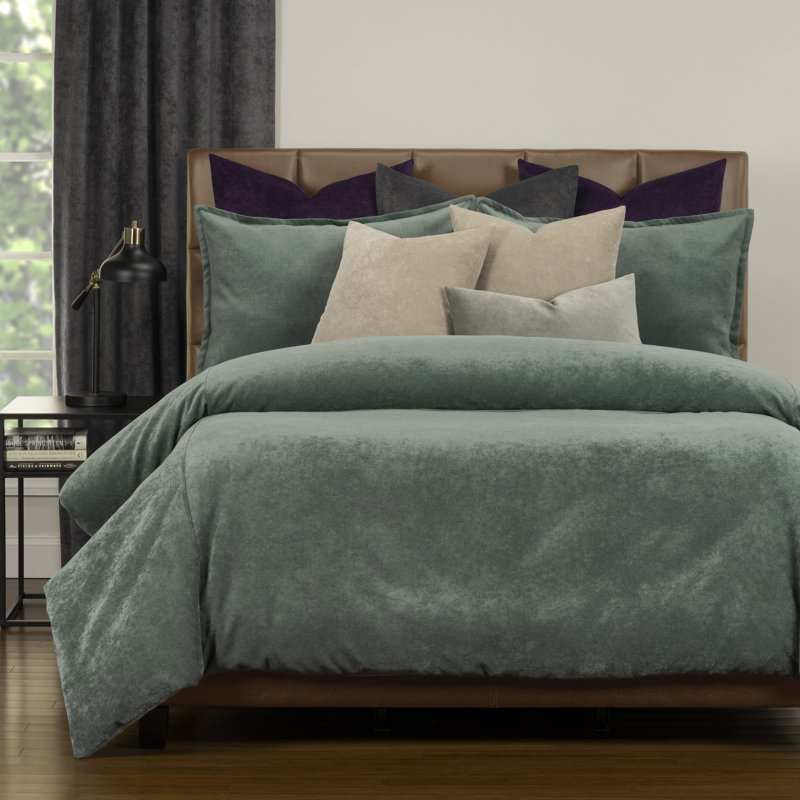 Matte Velvet Set with Duvet Cover & Insert Set by Siscovers, King Duvet Cover + 9 Additional Pieces, Lagoon