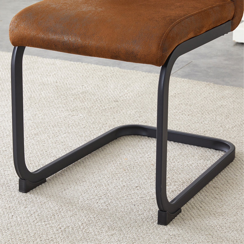 Chaise de salle à manger. Dossier arqué ergonomique + structure en métal renforcé. Ensemble de 2., Brun, 2, Noir