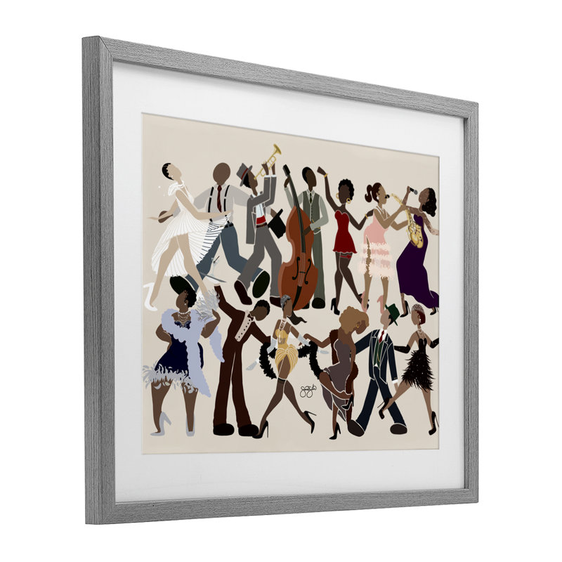 «Rhythm Jazz Dancers», reproduction encadrée sous verre, conception de Sierra Siler, Cadre de ferme gris, H 13 po x l 16 po
