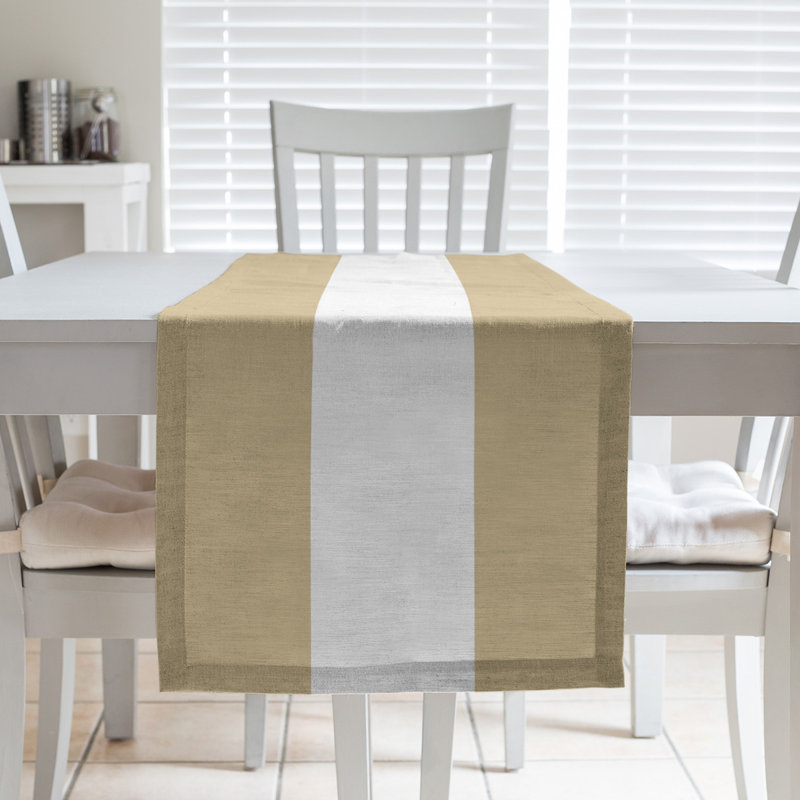 New Orleans Football Stripes Table Runner, 90" x 16", Cotton Blend, New Orleans Football Gold/White