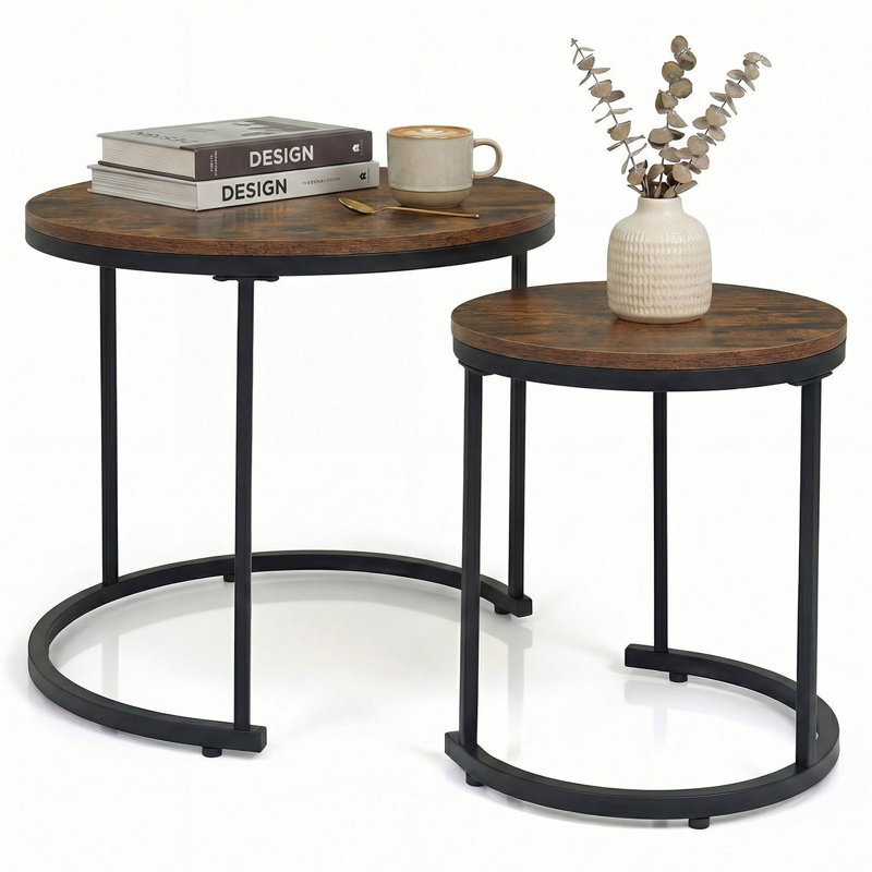 Table basse Briajah, Brun rustique, Noir, noir, noir, noir, Couleur du bois
