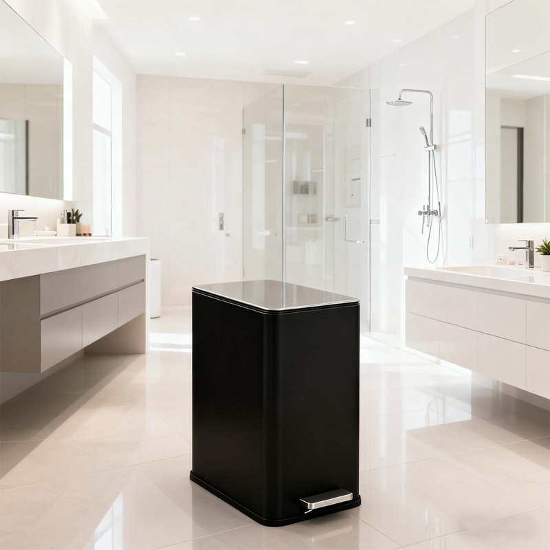 Poubelle en acier inoxydable 4 gallons avec couvercle à fermeture en douceur, Noir