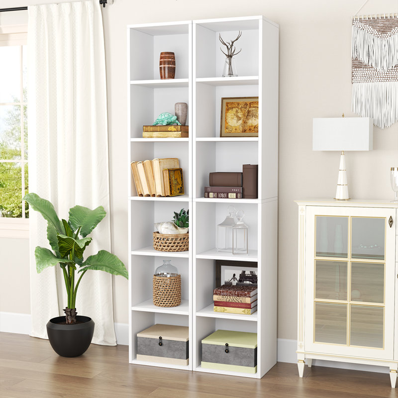 Jaley 71.5"H,Modern Storage 6-Tier Bookshelf, White