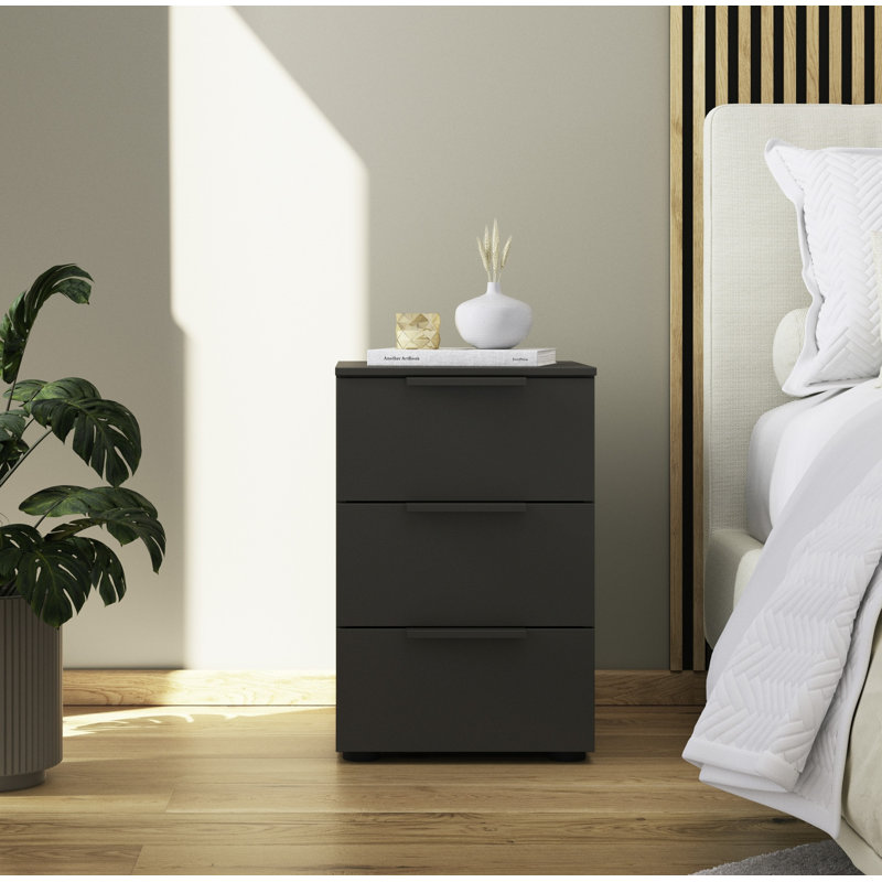 Manufactured Wood Bedside Table, Graphite