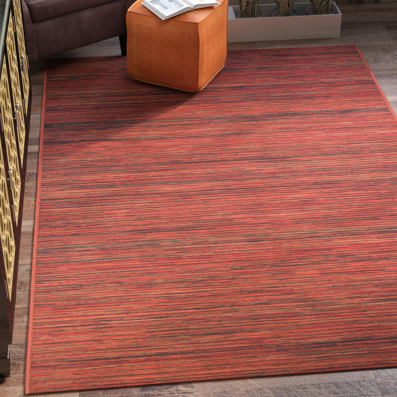 Ellenton Striped Flatweave Crimson Multicolor Indoor Outdoor Area Rug, Rectangle 7'10" x 10'9"